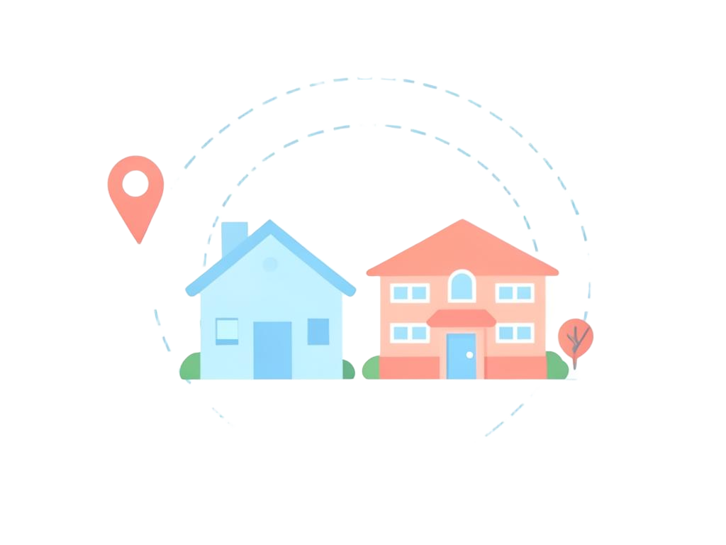 A house and a school inside a safe-place circle